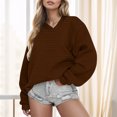thumbnail image 2 of WEAIXIMIUNG Sweatshirt Women Plus Size Solid Color V Neck Long Sleeved Hoodless Sweatshirt for Women, 2 of 5