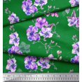 thumbnail image 2 of Soimoi Vert Poly Georgette Tissu Feuilles & Fleurs Imprimé Floral par la Cour 52 Pouces de Large, 2 of 4