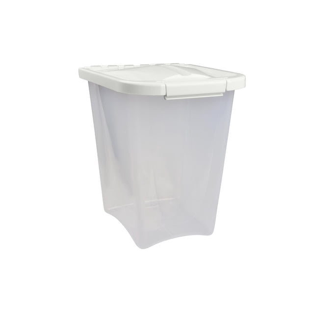 Van Ness Contenant pour Nourriture pour Animaux de 10 Lb avec Corps en Plastique Translucide et Couvercle Verrouillable Blanc avec Joint à Ouverture Fraîche pour Garder la Nourriture pour Animaux Fraîche et Sans Humidité, Mesurant 28,8 cm par 25,6 cm par 31,88 cm, Idéal pour les habitats de Petits Animaux et Convient pour Ranger des Gâteries Sèches pour Animaux Ou de Petites Fournitures.