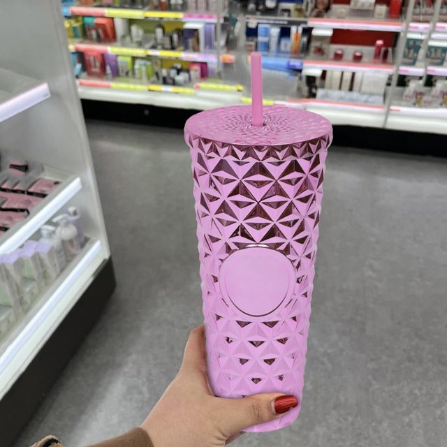 Summer 710 800ml Reusable Cup With Lid And Straw Cold Drink Cup With Straw Clear Cup Double Layer Large Capacity Straw Cup Portable Lid Piercing Glass Cups with Lids Drinking Cups Set All Day