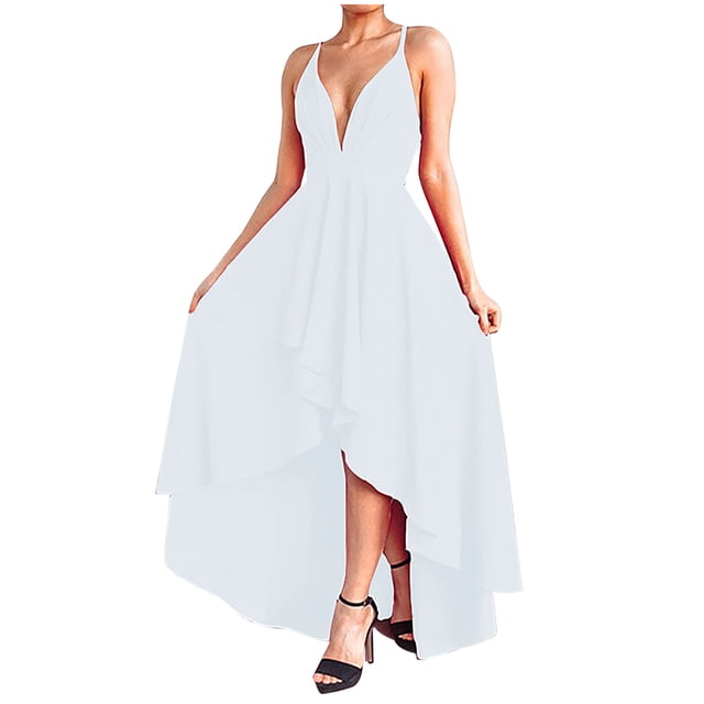 EQWLJWE Robes d'Été pour Femmes 2023 Robes pour Ados Mode Femmes Été Décontracté Uni Col en V Camis Sans Manches Gilet Robe Longue