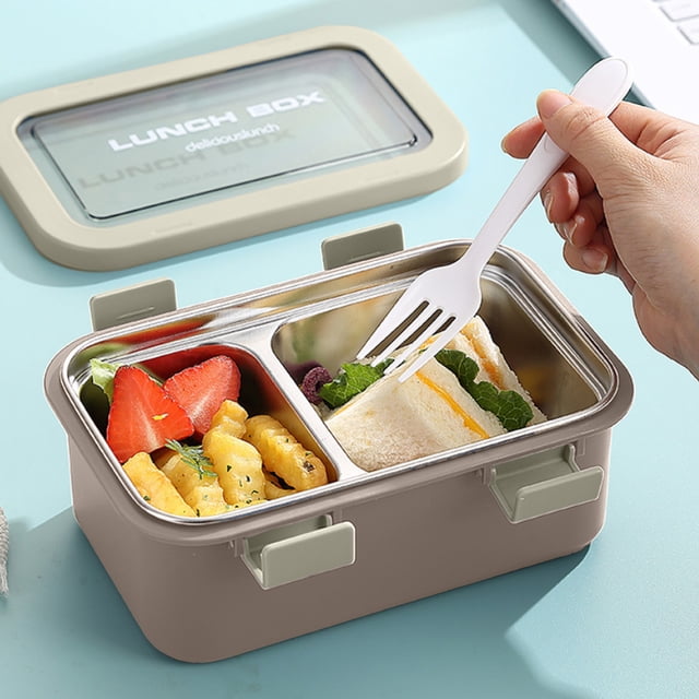 RRJ Boîte à Lunch Isolée en Acier Inoxydable, Boîte Bento Compartimentée pour Travailleurs de Bureau et Études, Contenant Alimentaire Thermique Étanche avec Séparateur de Riz pour Préparation de Repas, Bureau, Étude, Pique-Nique