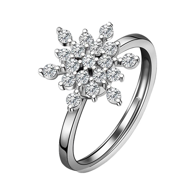 Rotating Snowflake Ring Zircon Open Ring Female Christmas Gift Ornament