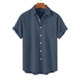 thumbnail image 2 of JIUKE Plus Size Shirts for Men Short Sleeve Button down Shirts Lapel Solid Color Loose Summer Vacation Blouses, 2 of 6