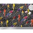 thumbnail image 3 of Soimoi Black Heavy Satin Fabric Macaw Parrot Bird Print Sewing Fabric Yard 56 Inch Wide, 3 of 3
