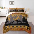 thumbnail image 1 of YST Ensemble de Douillette Rustique Loup Format Simple pour Garçons, Ensemble de Literie Faune de Chasse Courtepointe d'Animaux Style Ferme pour Enfants Ados Adultes Chambre, Ensembles de Literie Douillette Planches de Bois Vintage, Brun, 1 of 6