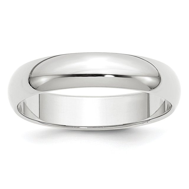 Or Blanc 14 Carats Demi-Rond Poli Gravable 5mm Demi-Rond Bague Taille 6.5 Bijoux Cadeaux pour Femmes