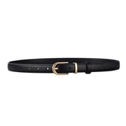 Women Thin Skinny Leather Belt for Jeans Dress with Stylish Gold Alloy Buckle Elegant Casual Fashion Accessory