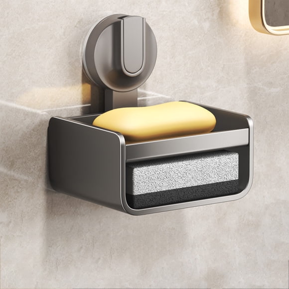 ZZkhGO Porte-Savon à Ventouse, Porte-Savon Mural avec Drainage, Boîte à Savon en Alliage d'Aluminium pour Salle de Bain et Douche