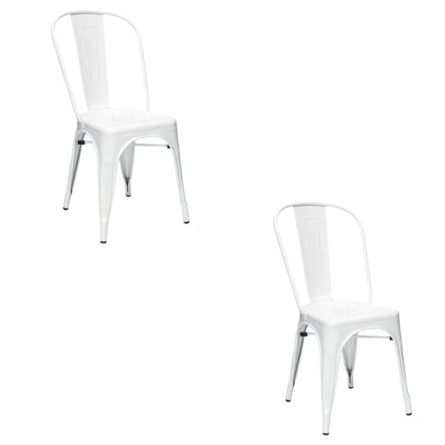 Heavenly Collection Ensemble de 2 Chaises de Salle à Manger en Métal avec Deux Chaises de Salle à Manger en Métal Blanches Sans Accoudoirs avec Dossiers Courbés et Sièges Perforés, Fabriqué en Acier durable et Résistant aux Intempéries, Idéal pour la Cuisine et les Sièges de Salle à Manger à l'Intérieur et à l'Extérieur.