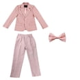 thumbnail image 2 of RXIRUCGD Ensemble 3 Pcs pour Garçons Chemise Veste Pantalon Long Cravate Haut/chemise à Manches Longues à Col Rond ( Rose, Taille : 140 ), 2 of 3