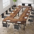 thumbnail image 3 of Tribesigns Grande Table de Conférence de 13 Pi, Table de Salle de Réunion Moderne 6,5 Pi x 2,3 Pi avec Cadre en Métal, 12 à 16 Places, Brun Rustique, 3 of 5