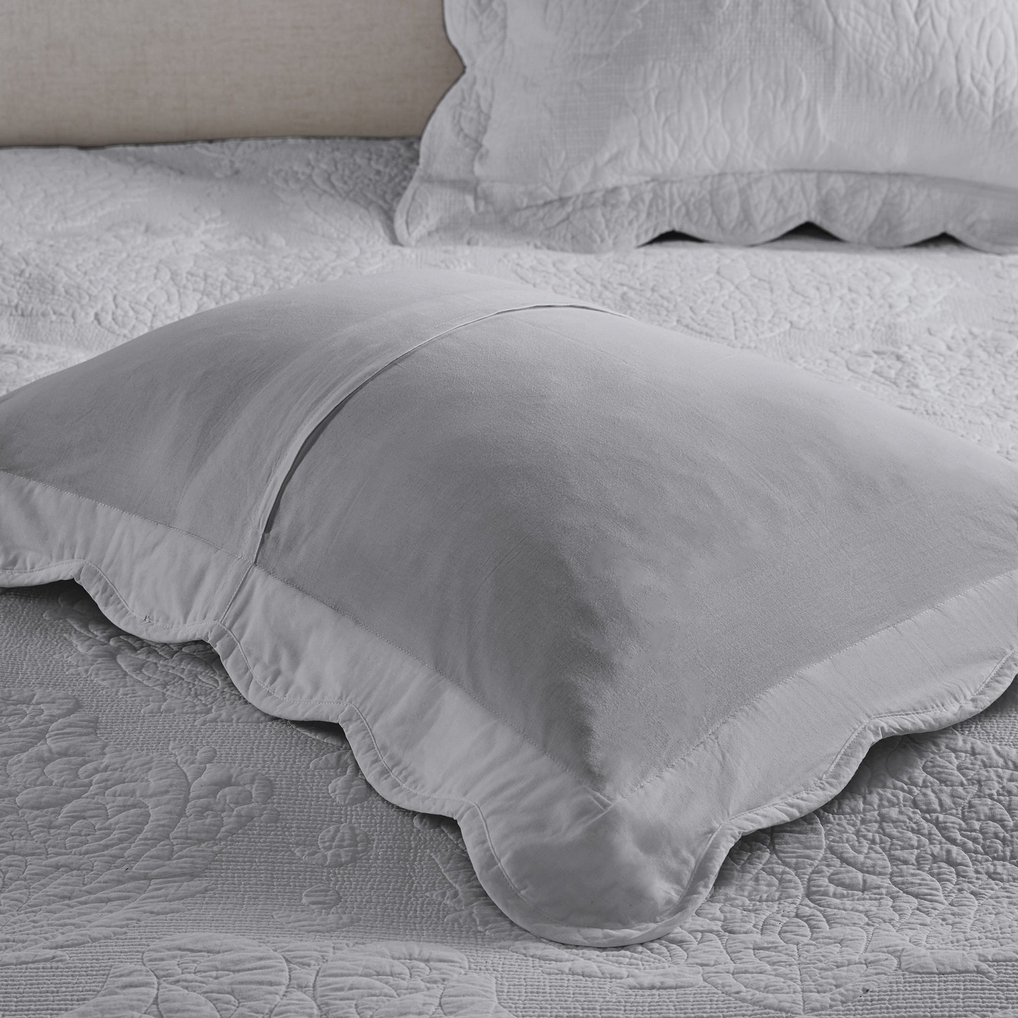 Better Homes & Gardens Embroidered Paisley Medallion Cotton Pillow Shams with Scalloped Edge (Coordinating Coverlet Sold Separately)