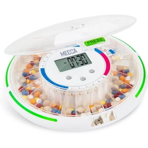 MEDca Distributeur automatique de pilules, LCD Affichage, lumière & Alarme sonore en plastique