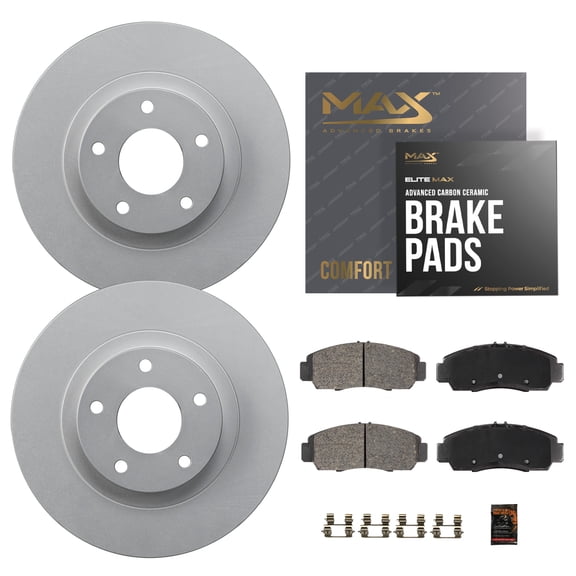MAX Advanced Brakes - Rear Brake Kit For 2010-2016 Cadillac SRX| Carbon Ceramic Brake Pad and Rotor Kit| Daily Driving Geomet Coated Brake Rotors