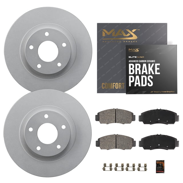 MAX Advanced Brakes - Rear Brake Kit For 2012-2015 Honda Crosstour| Carbon Ceramic Brake Pad and Rotor Kit| Daily Driving Geomet Coated Brake Rotors