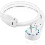 Maximm Extension Cord 1 Foot White Flat Plug, 360� Rotating Short Power Cord Single Outlet, Indoor 16 Gauge 3 Prong Grounded Wire UL Certified (1Ft White)