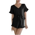 thumbnail image 2 of TopLLC Ensembles de Pyjama Ensembles de Détente pour Femmes, Vêtements de Nuit pour Femmes Vêtements d'Intérieur Décontractés pour Femmes Hauts à Manches Courtes Pantalons Col Rabattu Pyjamas de Nuit Ensembles de Pyjama, 2 of 4