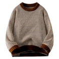 thumbnail image 2 of Pisexur Chandails Homme Doux et Confortable Chandails d'Automne Chandail Décontracté pour Homme à Blocs de Couleur Manches Longues Col Rond Café,TG, 2 of 4