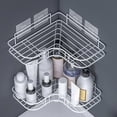 thumbnail image 3 of Stainless Steel No Drill Wall Mounted Corner Shower Shelf Bathroom Storage Organizer with Hooks Space Saving Fast Drain Rack, 3 of 4