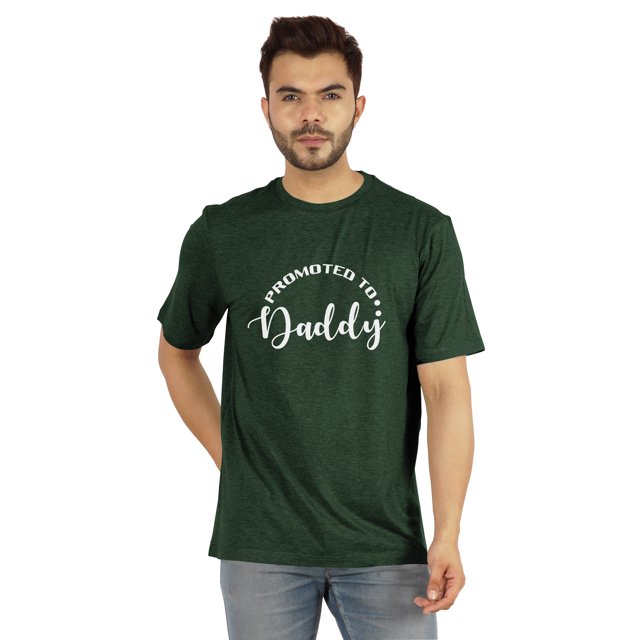 Inkmeso T-Shirt à Col Rond pour Hommes avec Imprimé Graphique Promoted To Daddy€ pour Papa pour la Première Fois