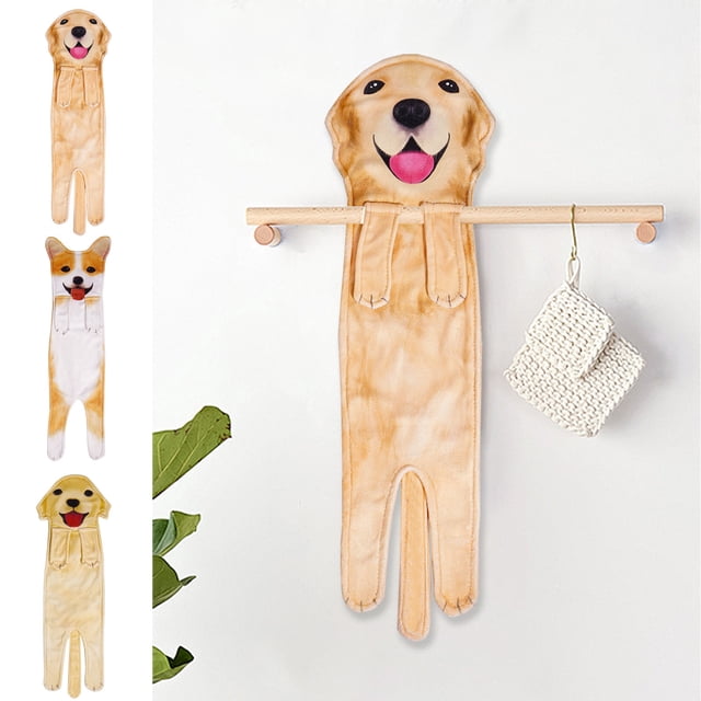 Wzzjkit Dog Hand Towel Kitchen Bathroom Dog Towel Hanging Simulation Cute Pet Hand Towel