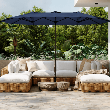 AECOJOY Parasol de Patio Double Face de 15 Pi Grand Parasol d'Extérieur - Bleu Marine