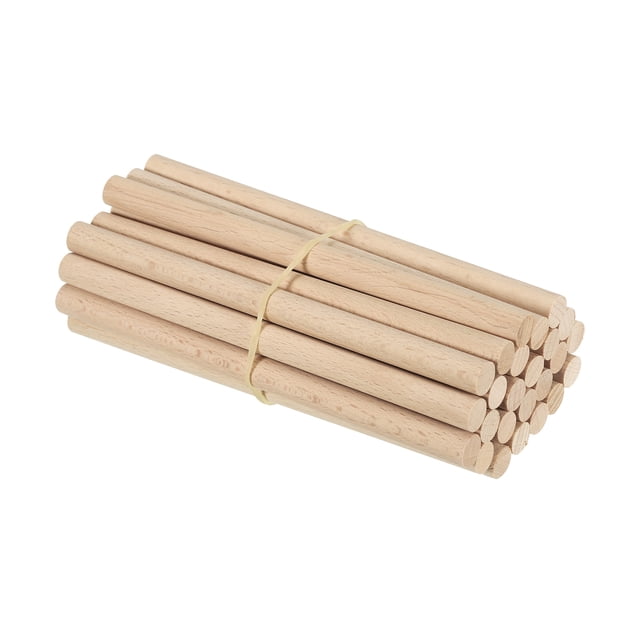 Unique Bargains 3/8 x 6 Inch Dowel Rods Wood Sticks Unfinished Wooden Dowel Rods Round Dowels Sticks 25 Pcs