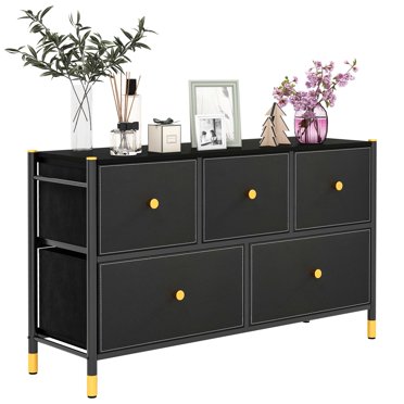 Costway Commode Tour en Tissu à 5 Tiroirs Grand Commode Organisateur de Rangement Chambre
