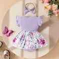 thumbnail image 4 of GPOECD Baby Girls Sleeveless Ribbed Floral Applique Dress Summer Casual Romper with Textured Fabric Sleeveless Rompers for Girls Purple-e,12-18 Months, 4 of 9