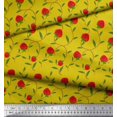thumbnail image 3 of Soimoi polyester Crepe Fabric Leaves & Strawberry Fruits Print Sewing Fabric Yard 42 Inch Wide, 3 of 3