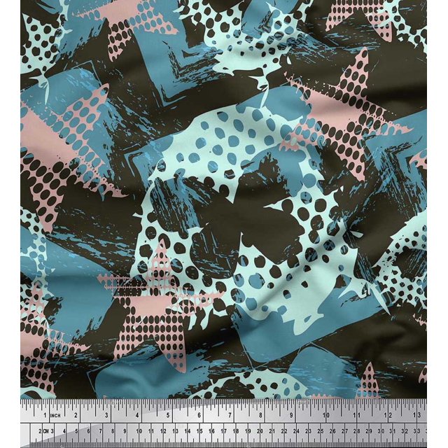 Soimoi Blue Rayon Fabric Dot,Insect & Texture Decor Fabric Printed BTY 56 Inch Wide