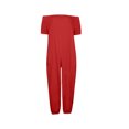 thumbnail image 5 of LOVZFMLL Combinaison pour Femme, Combinaison Ample à Épaules Dénudées à Manches Courtes de Couleur Unie Rouge, m, 5 of 5