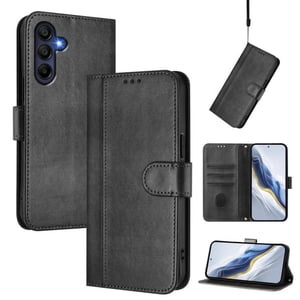Pour Samsung Galaxy A17 5G 6.7inch Porte-case de téléphone, en cuir flip TPU Couverture avec support de carte Bracelet de téléphone résistant aux chocs, noir, pour Galaxy A17
