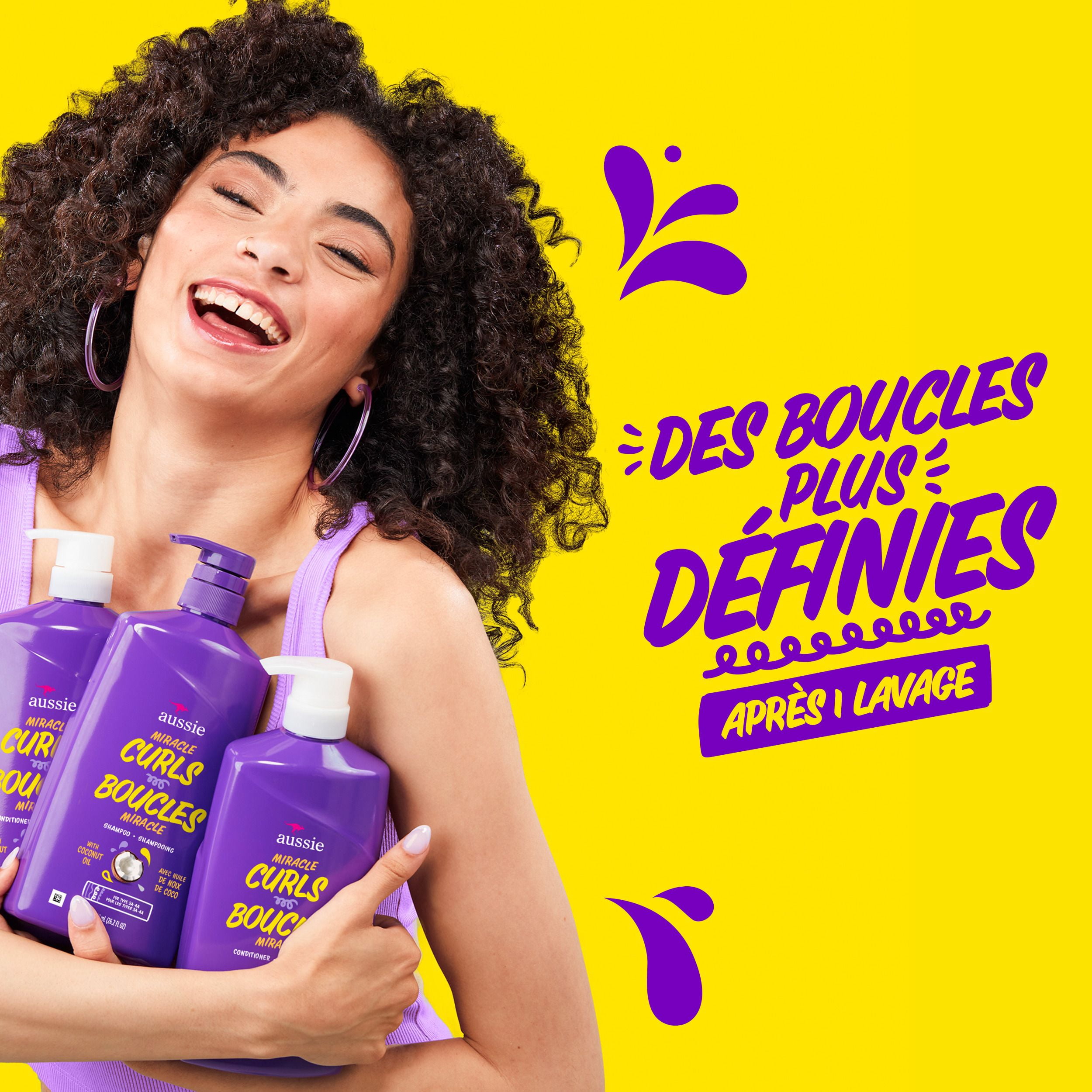 Aussie Boucles Miracle avec Huile de Noix de Coco & de Jojoba, Shampooing Sans Parabènes