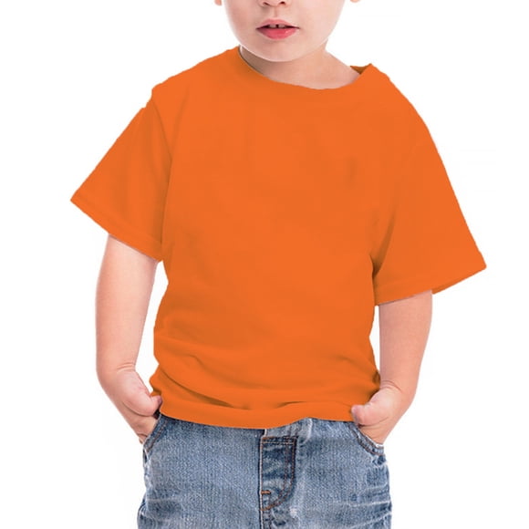 Japceit Boys T Shirts 14/16 Orange T Shirt for Girls Orange Shirt for Kids Unisex Round Neck Cotton Short Sleeve Cotton T-Shirt Top Orange T Shirt for Boys