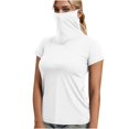 thumbnail image 3 of BiZtdJrK T-Shirts de Protection Solaire à Manches Courtes pour Femmes avec Masque Facial, Maillot Dermoprotecteur d'Extérieur, Chemise de Pêche et de Randonnée, Haut Court Décontracté d'Été, Blanc, TG, Offres Éclair d'Aujourd'hui, 3 of 8