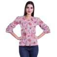 thumbnail image 1 of Moomaya Chemisiers Hauts pour Femmes Mode Robe à Manches Évasées Imprimée Vêtements Décontractés, 1 of 4