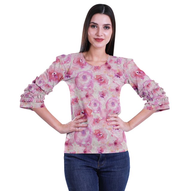 Moomaya Chemisiers Hauts pour Femmes Mode Robe à Manches Évasées Imprimée Vêtements Décontractés