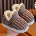 thumbnail image 1 of RXIRUCGD Winter Children Add Plush Non-slip Keep Warm Home Cotton Slippers( Coffee, Size:32 ), 1 of 3