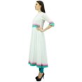thumbnail image 2 of Bimba Womens Designer Cotton Kurta Long Flared Anarkali Kurti Dress With Pom-Pom, 2 of 8