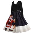 thumbnail image 1 of CEHVOM Robe Vintage pour Femmes Automne Hiver à Manches Longues de Noël à Col en V des Années 1950 Ménagère Soirée Fête Bal, 1 of 8
