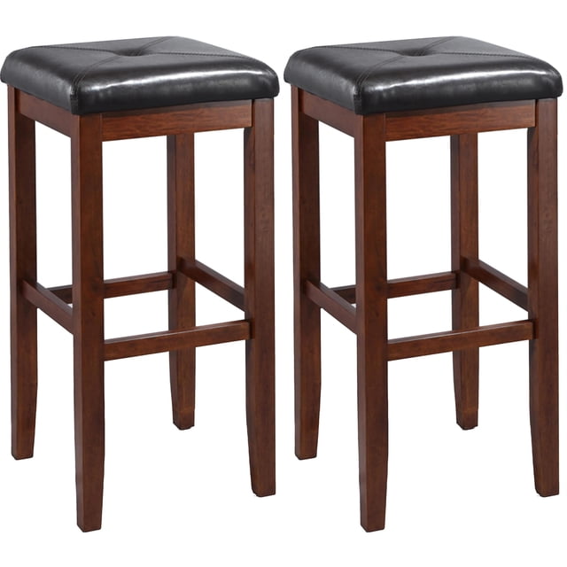 Bowery Hill Tabouret de Bar Carré de 29 Pouces en Acajou (Ensemble de 2)