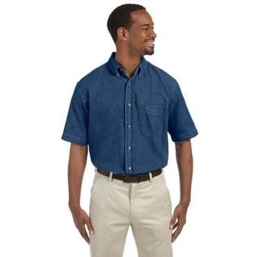 Harriton Men's 6.5 oz. Short-Sleeve Denim Shirt