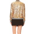 thumbnail image 2 of Womens Long Sleeve Sequin Front Zip Jacket Long Sleeve Ribbed Cuffs Outerwear Tops, 2 of 5