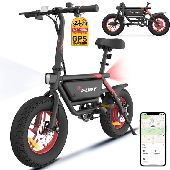 Gyrocopters Fury Fat Tire Electric Bike | up to 58km range | 216 Wh battery | 25km/h speed | 400 W peak motor | UL-2849 approved | E bike for adults/youth