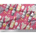 thumbnail image 3 of Soimoi Modal Satin Tissu Raisins, Verre de Vin & Bouteille Impression Couture Tissu Yard 42 Pouces de Large, 3 of 3