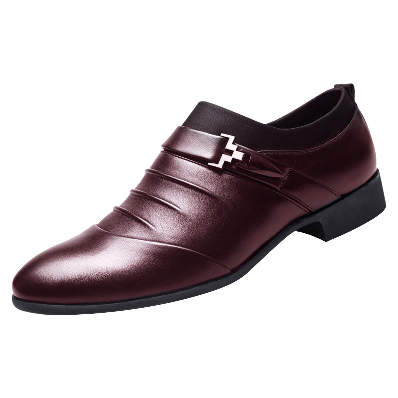 Mens Dress Shoes British Style Wrinkle Design Pointy Toe Slip on 