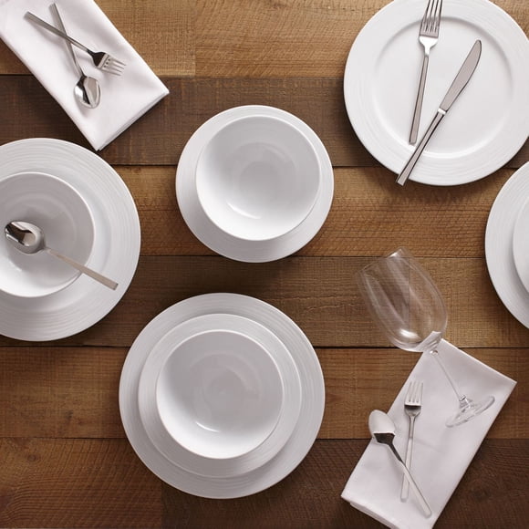Safdie & Co Dinnerset Round Rim Embossed Wave