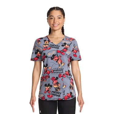 Scrubstar Fashion Collection Women’s Aww Gee Print V-Neck Scrub Top, Sizes XS–3XL